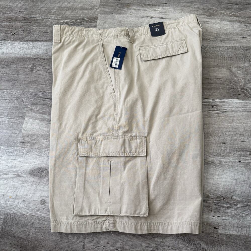 Club Room Ripstop Cargo Shorts Mens Size 44 Khaki 100% Cotton NEW